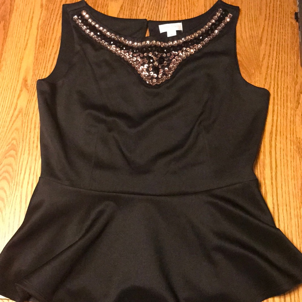 Black dress top with Gold neck line